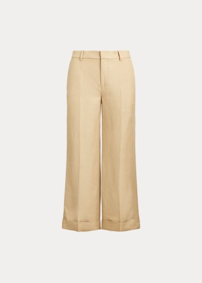 Pantalones Ralph Lauren Mujer Marrom - Linen-Blend Wide-Leg - LXDRQ0753